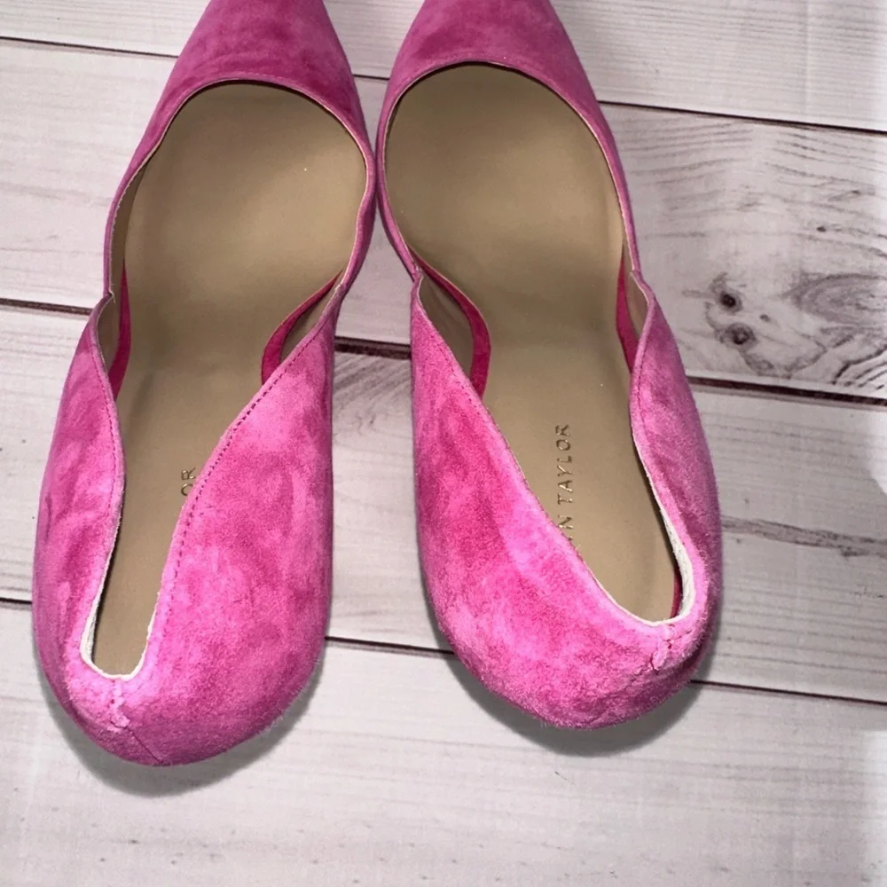Ann Taylor Azra Pink Suede Pointed Toe Heels | Size 10M Wedding Formal Fuchsia - Picture 7 of 12